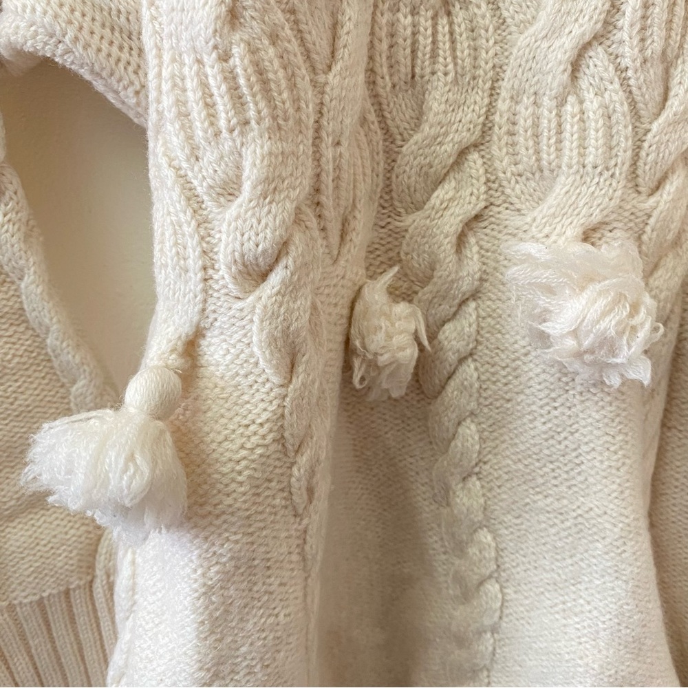 Mondi vintage tassel trimmed cableknit cream sweater size Small - Picture 4 of 9